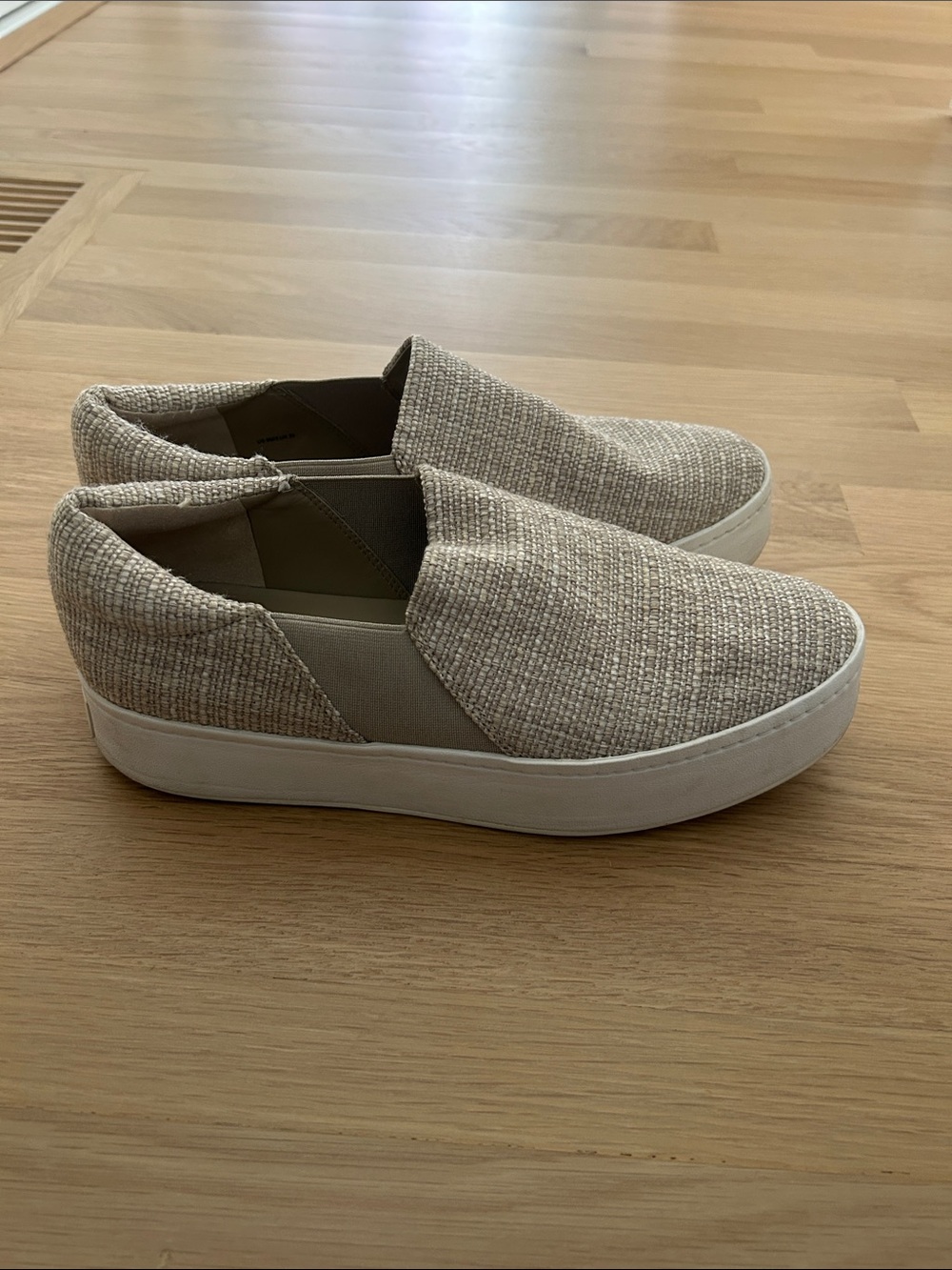Vince Natural Woven Slip-On Loafers